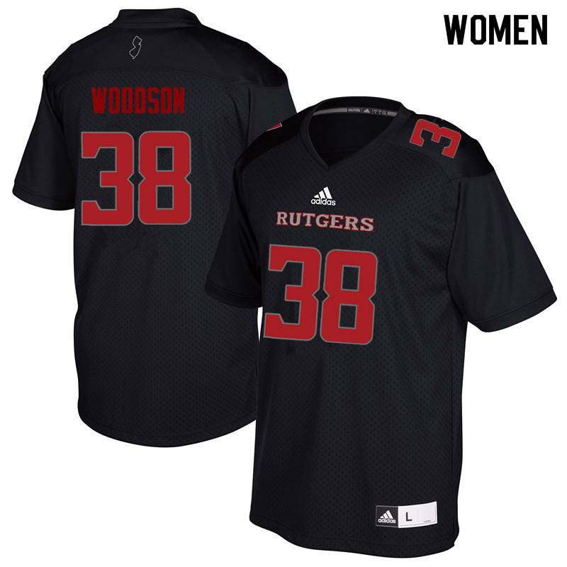 Women #38 Nyshere Woodson Rutgers Scarlet Knights College Football Jerseys Sale-Black - Click Image to Close
